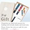 AOBA Handcrafted Japanese Wooden Chopsticks and Chopstick Rest Set of 2 Pairs in Gift Box: Blue and Pink (Kanade) [Dishwasher-safe/ Made in Japan] view 4