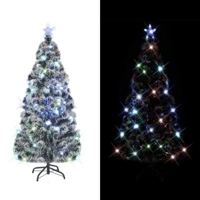 Tidyard Artificial Christmas Tree, 82.7 Inch Pre-Lit Large Green Fiberglass Steel Frame with Multicolor LED Lights for Indoor Outdoor Living Room Holiday Decor