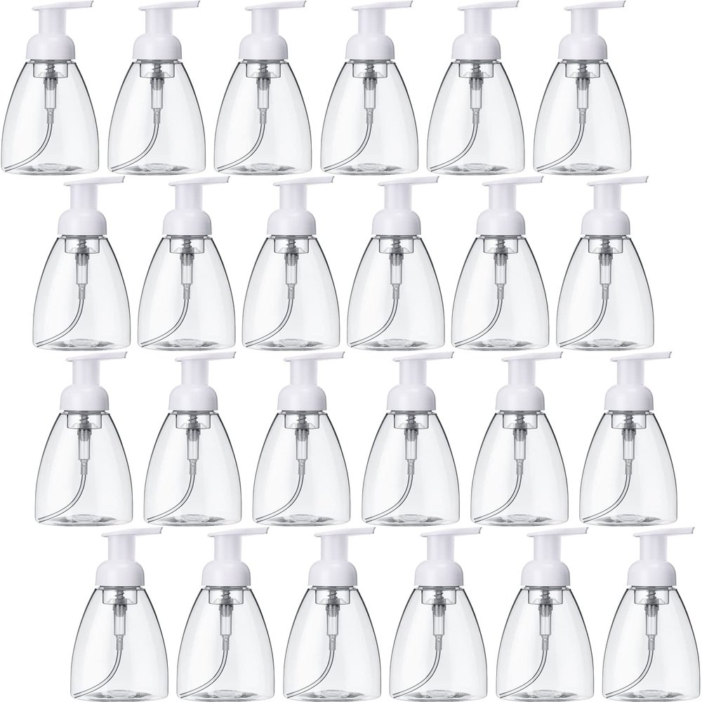 eBoot 24 Pcs Foaming Soap Dispenser Foaming Pump Bottle Travel Hand Soap Pump Foam Dispenser Bottle Plastic Press Bottles Empty Refillable Plastic Container for Liquid Shampoo (8 oz)