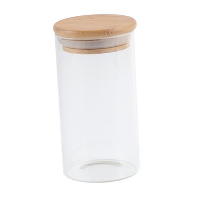 Cabilock Glass Kitchen Canisters with Airtight Bamboo Lid Clear Jar Sealed Canister Container Food Storage for Loose Tea Coffee Bean Sugar Salt Cookie Jar Candy Snack 175/250/300/380/ /900/1150ml