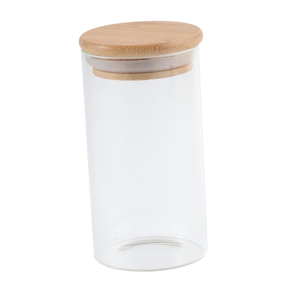 Cabilock Glass Kitchen Canisters with Airtight Bamboo Lid Clear Jar Sealed Canister Container Food Storage for Loose Tea Coffee Bean Sugar Salt Cookie Jar Candy Snack 175/250/300/380/ /900/1150ml