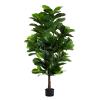 FLOWORLD Fiddle Leaf Fig Tree 6ft Tall Artificial Tree in Plastic Pot Fake Ficus Lyrata Plants with 184 Decorative Fiddle Leaves Faux Fig Trees for Home Office Living Room Decor Indoor Outdoor view 1