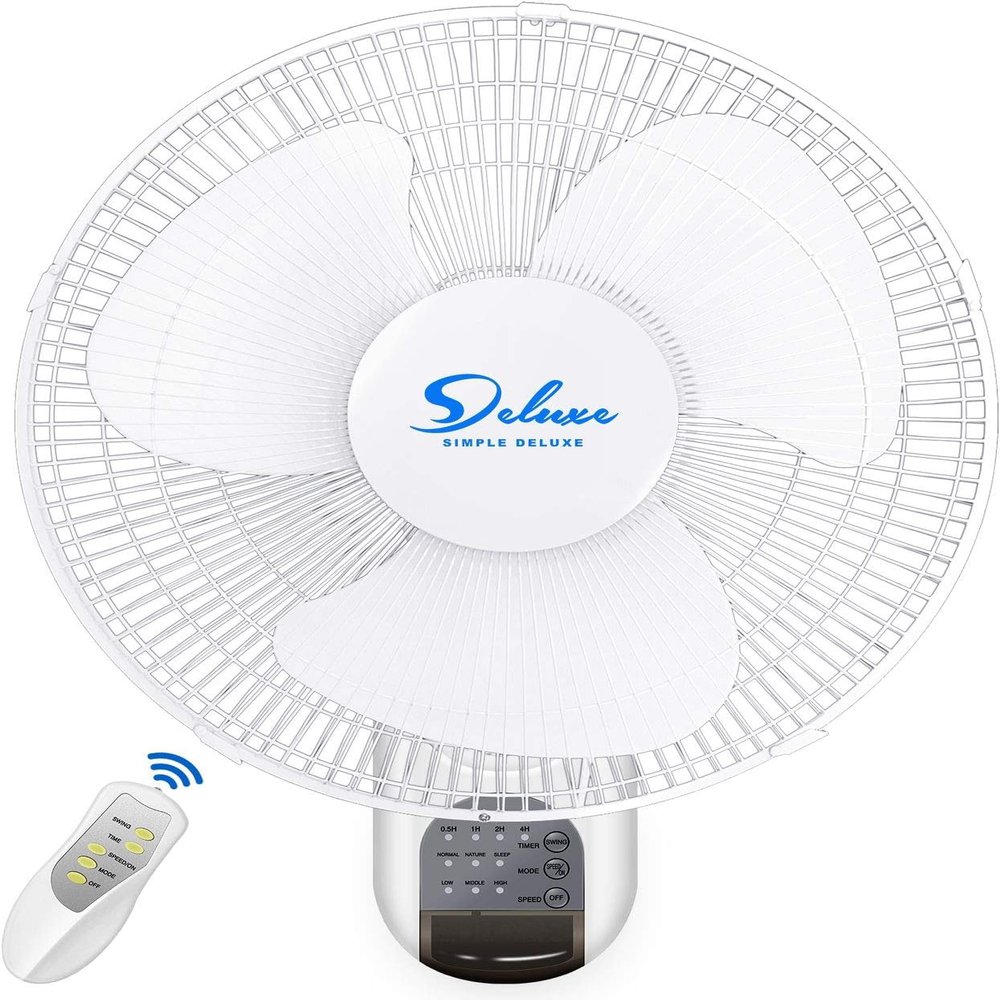 HealSmart 16 Inch Wall Mount Fan with Remote Control, 3 Oscillating Modes, 3 Speed, Timer, 1 Pack
