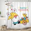 Yeele Easter Shower Curtain, 72x84IN Bunny Rabbit Funny Shower Curtain Happy Easter Shower Curtains Waterproof Fabric Little Chicken Cartoon Shower Curtains for Kids with Hooks view 2
