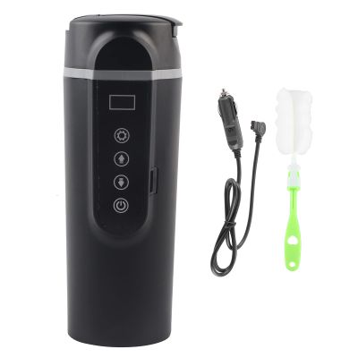 500ml Car Kettle,Stainless Steel Travel Electric Kettle, Intelligent Temperature Hot Water Boiler, Heating Kettle Mug with LCD Display, 12-24V Heating Car Cup for Coffee Tea Milk, portable water