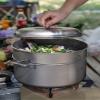 Boundless Voyage Titanium 4.5L Hanging Pot with Steaming Rack Folding Handle Outdoor Camping Cooking Stockpot Steamer Set (Pot + Steamer Set) view 2