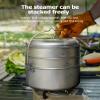 Boundless Voyage Titanium 4.5L Hanging Pot with Steaming Rack Folding Handle Outdoor Camping Cooking Stockpot Steamer Set (Pot + Steamer Set) view 4