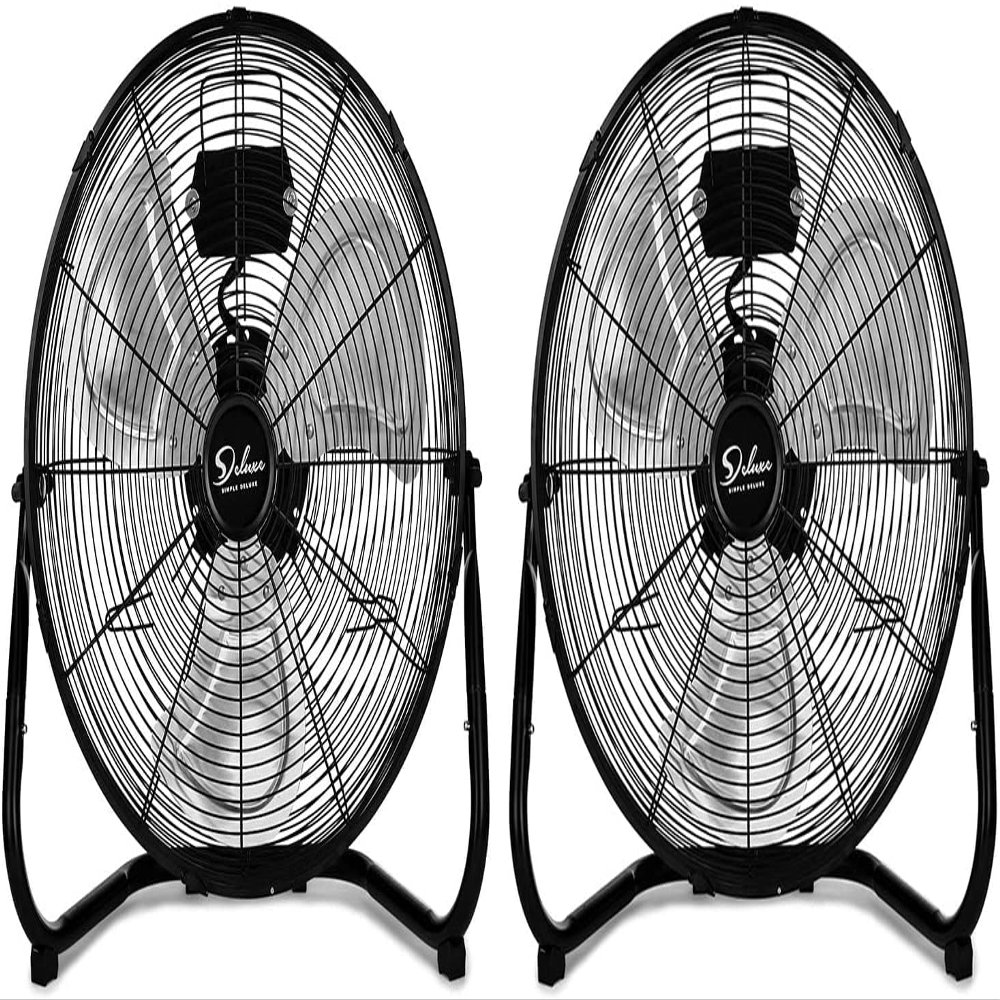 InfiniPower Simple Deluxe 12 Inch 3-Speed High Velocity Heavy Duty Metal Industrial Floor Fans Oscillating Quiet for Home, Commercial, Residential, and Greenhouse Use, Outdoor/Indoor, Black