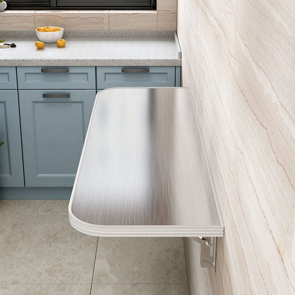 Folding Tables 304 Stainless Steel Wall Mounted Desk Folding Space Saving Wall Mounted Folding Table For Kitchen Wood Laundry Folding Table For Laundry Room Wall Desks For Small Spaces ( Size : L39inc
