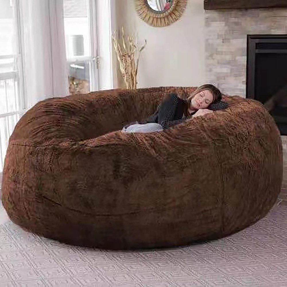 AAXYZX 7ft Giant Fur Bean Bag Chair Cover,Zipper Storage Bean Bag Cover, No Filler Ultra Soft Memory Bean Bag Chair Cover for Adult Living Room