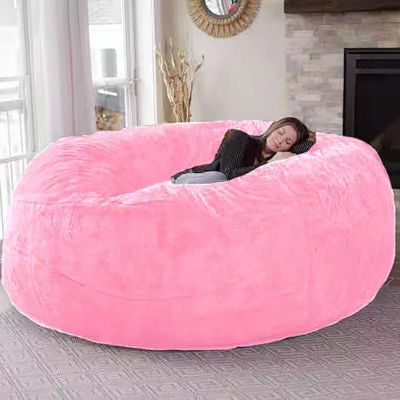 AAXYZX 7ft Giant Fur Bean Bag Chair Cover,Zipper Storage Bean Bag Cover, No Filler Ultra Soft Memory Bean Bag Chair Cover for Adult Living Room