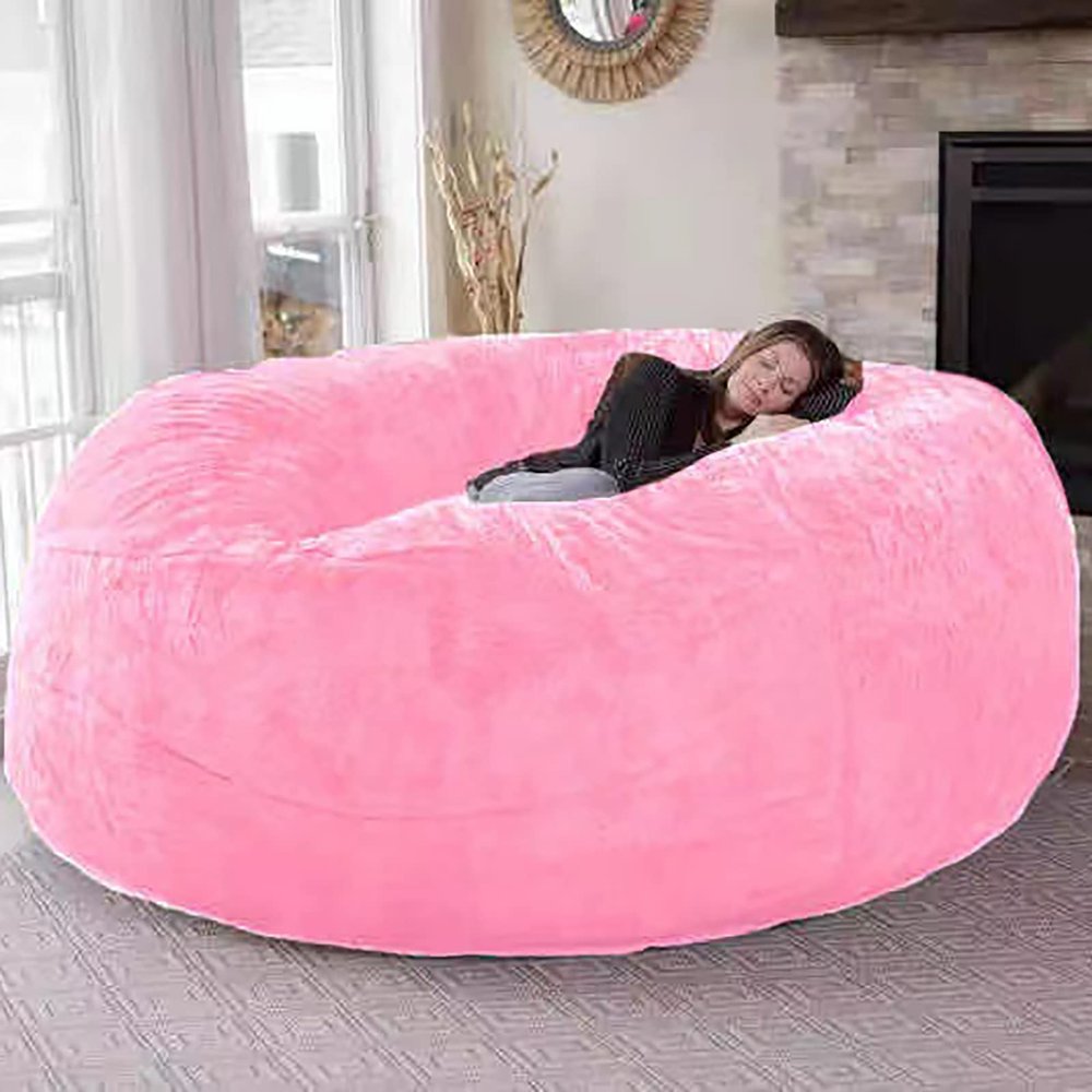 AAXYZX 7ft Giant Fur Bean Bag Chair Cover,Zipper Storage Bean Bag Cover, No Filler Ultra Soft Memory Bean Bag Chair Cover for Adult Living Room