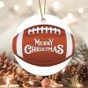 Bomehhjuli Christmas Round Ornament Merry Christmas Football Ceramic Ornament Sports Lover 3.2 Inch with Gold String Christmas Tree Ornament Gift for Couple Parents Newlywed Couple 2022 view 1