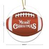 Bomehhjuli Christmas Round Ornament Merry Christmas Football Ceramic Ornament Sports Lover 3.2 Inch with Gold String Christmas Tree Ornament Gift for Couple Parents Newlywed Couple 2022 view 2