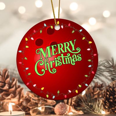 Christmas Hanging Ornaments Merry Christmas Bowling Round Keepsake Sports Lover 3.2 Inch with Gold String New Home Gifts for New House New Homeowner Gift Ideas New House Housewarming Gift