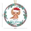 Bomehhjuli Christmas Porcelain Ornament Baby's 1st Christmas Ceramic Ornament Dinosaur Floral Wreath 3.2 Inch with Gold String Xmas Holiday Christmas Tree Birthday Gifts for Friend Housewarming Gift view 2