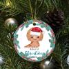 Bomehhjuli Christmas Porcelain Ornament Baby's 1st Christmas Ceramic Ornament Dinosaur Floral Wreath 3.2 Inch with Gold String Xmas Holiday Christmas Tree Birthday Gifts for Friend Housewarming Gift view 3