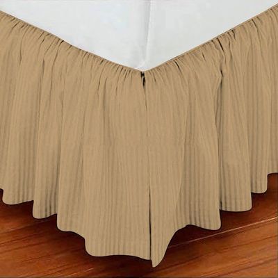 Taupe 1 Pc Dust Ruffle Striped Bedskirt 800 TC, 100% Egyptian Cotton Bed Skirt King 10-Inches Striped Pattern with Split Corners