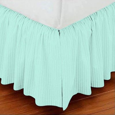Aqua 1 Pc Dust Ruffle Striped Bedskirt 800 TC, 100% Egyptian Cotton Bed Skirt Full 18-Inches Striped Pattern with Split Corners