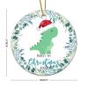 Bomehhjuli Baby's 1st Christmas Christmas Porcelain Ornament Dinosaur Floral Wreath Christmas Tree Ornament Happy Holidays 3.2 Inch Two Side Printed New Homeowner Gift Ideas Ceramic view 2