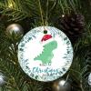 Bomehhjuli Baby's 1st Christmas Christmas Porcelain Ornament Dinosaur Floral Wreath Christmas Tree Ornament Happy Holidays 3.2 Inch Two Side Printed New Homeowner Gift Ideas Ceramic view 3