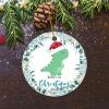 Bomehhjuli Baby's 1st Christmas Christmas Porcelain Ornament Dinosaur Floral Wreath Christmas Tree Ornament Happy Holidays 3.2 Inch Two Side Printed New Homeowner Gift Ideas Ceramic view 4