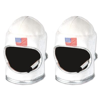 Beistle Unisex Plush Astronaut Helmets, 2 Pieces Silver & White Headwear, Halloween Costume Accessories, Photo Booth Props, Space Themed Party Supplies, Crazy Hat Day, Astro Pilot Dress Up