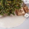 Fennco Styles Silver Piping Design Decorative Christmas Tree Skirt 72 Inch Round - Linen Blend Holiday Tree Skirt for Home, Christmas Tree, Indoor Outdoor Decoration and Special Events view 1