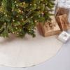 Fennco Styles Gold Piping Design Decorative Christmas Tree Skirt 72 Inch Round - Linen Blend Holiday Tree Skirt for Home, Christmas Tree, Indoor Outdoor Decoration and Special Events view 1