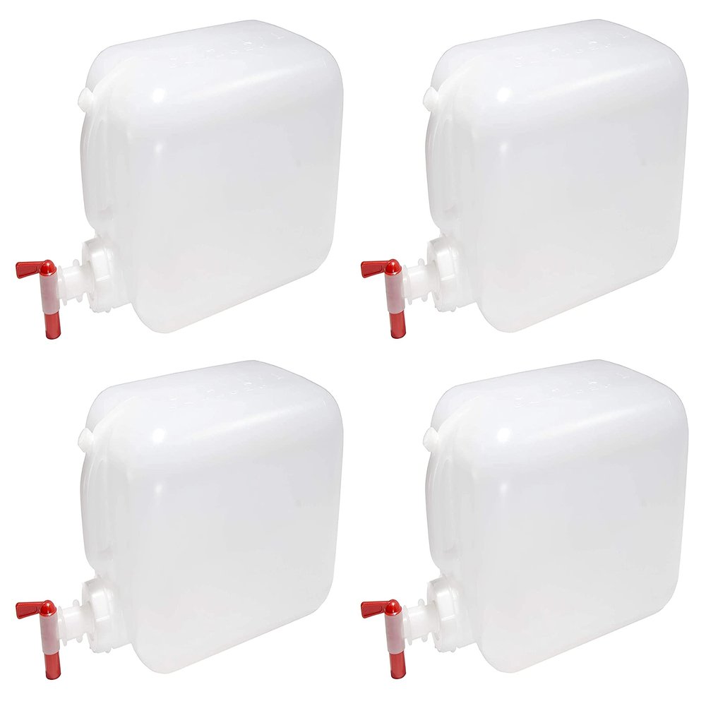 North Mountain Supply 5 Gallon Vented Plastic Hedpak/Carboy - with Cap & Faucet - Pack of 4