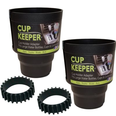 Cup Keeper Plus-2 PK W/Beverage Bands Car Cup Holder Adapter Expands to Hold Larger Beverage Containers up to 3.7" Diameter/Fits 32 oz Flasks & Water Bottles