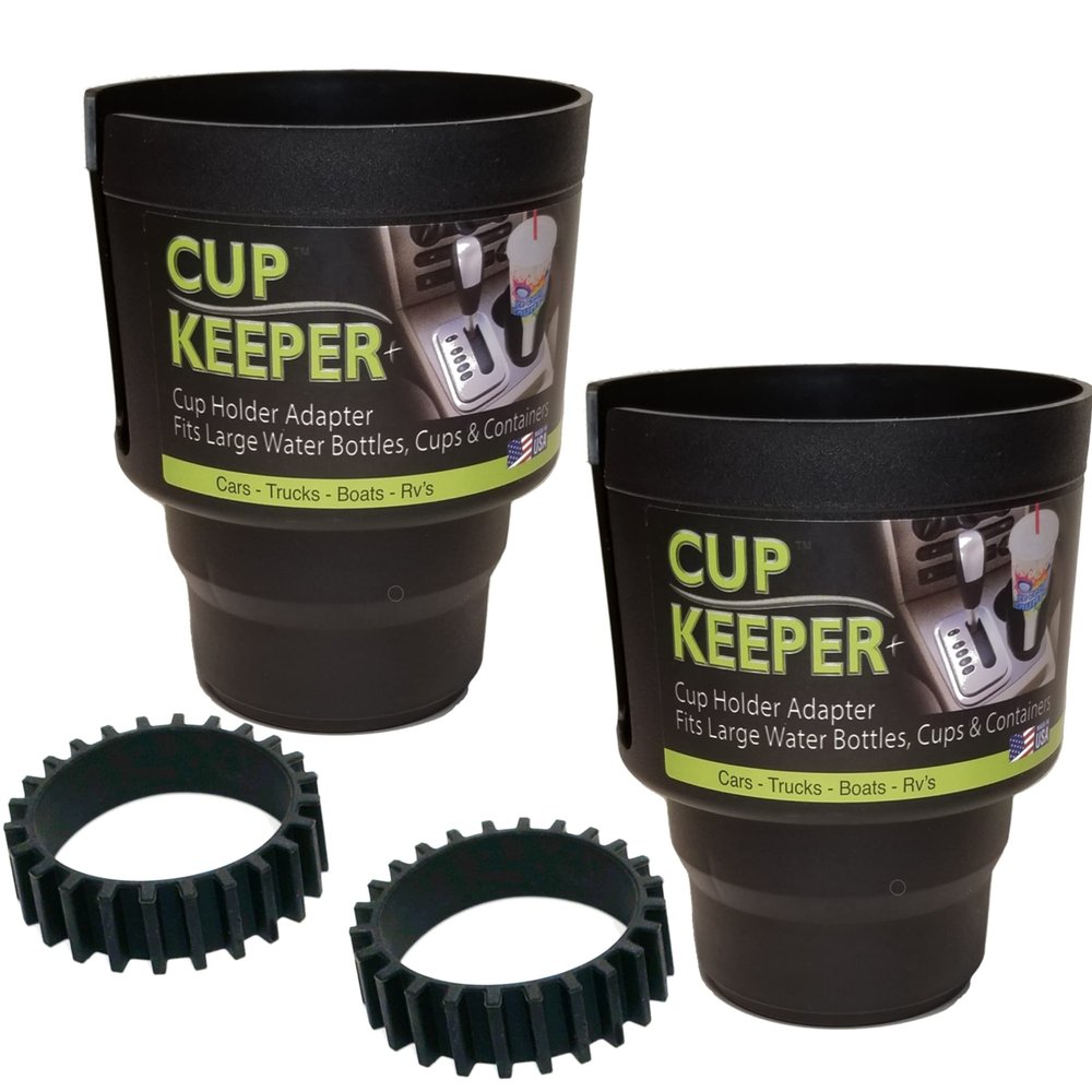 Cup Keeper Plus-2 PK W/Beverage Bands Car Cup Holder Adapter Expands to Hold Larger Beverage Containers up to 3.7" Diameter/Fits 32 oz Flasks & Water Bottles