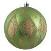 Vickerman 4.75" Celadon Matte Ball with Glitter Diamond Pattern. 4/Bag view 1