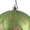 Vickerman 4.75" Celadon Matte Ball with Glitter Diamond Pattern. 4/Bag view 2