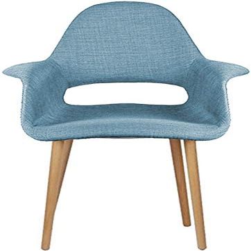 2xhome - Organic Upholstered Fabric Modern Armchair with Natural Wooden Legs for Dining Room Office or Accent Chair Parent (1, Blue, Dining)