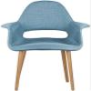 2xhome - Organic Upholstered Fabric Modern Armchair with Natural Wooden Legs for Dining Room Office or Accent Chair Parent (1, Blue, Dining) view 1