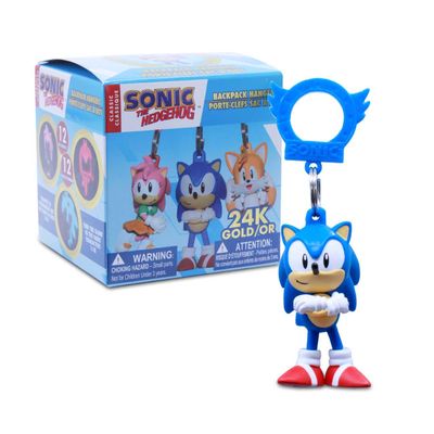 Sonic The Hedgehog Glow & Gold Backpack Keychain S4 Classic Collectible Hanger, GlowinTheDark + 24K GoldPlated Variants, 2.5 Figure, Official SEGA Licensed Gift for Kids & Fans