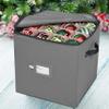 Primode Christmas Ornament Storage Box, 4 Individual Trays Xmas Storage Container, Fits 64 Ornaments Decoration Balls, Constructed of Durable 600D Oxford Material (Gray) view 3