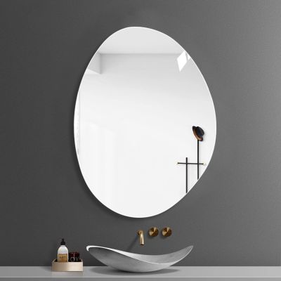 4mm Irregular Frameless Mirror, Wall Bathroom Mirror, Polished Edge, Living Room Decorative Mirror, 40x54cm, 50x67cm, 60x80cm, Two Types of Installation (Size : 40x54cm)