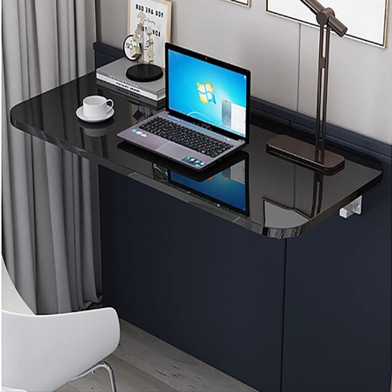 OCAZI Wall Mounted Floating Folding Table Wall Mounted Table Wall Mounted Desk Wall Mounted Folding Table Small Spaces Wall Mounted Table for Study/Bedroom 70x30cm/28x12in black