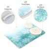 Silver Winter Teal Turquoise Snowflakes Christmas Dish Drying Mat for Kitchen Ccounter Absorbent Microfiber Small Drying Pad Dish mats for Kitchen Countertops 16 x 18 Inch view 2