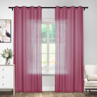 Macochico Linen Blend Curtains for Living Room,50W x 96L Rose Curtain Panels for Bedroom Office Rustic Privacy Curtain Drapes for Kitchen Dining Room Grommet Top,Rose,1 Panel
