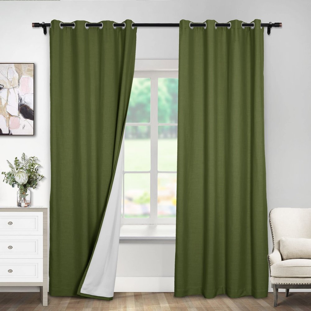 Macochico Extra Long Thermal Insulated Blackout Curtains,150W x 96L Inches Long Drapes Grommet Top Room Darkening Window Treatment Cartains for Living Room,1 Panel,Turtle Green