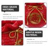 VOSAREA Lucky Bag Vase Money Bag Flower Vase Lucky Piggy Bank Money Flower Planter Pot Wheat Yuan Bao Blessing Arrangement Feng Shui Decor Red view 3