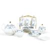 fanquare 15 Piece Blue Rose Porcelain Tea Set, British Floral Teapot with Tea Cups, Women Tea Party Set for 6 view 1