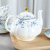 fanquare 15 Piece Blue Rose Porcelain Tea Set, British Floral Teapot with Tea Cups, Women Tea Party Set for 6 view 3