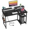 GreenForest 40 inch Computer Desk with Power Outlets, Small Home Office Desk with Ergonomic Monitor Stand, Reversible Gaming Desk, Modern Study Desk, Laptop Desk, Black view 1