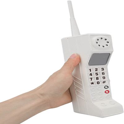 Luqeeg Brick Cell Phone Ornament, Vivid Retro Old Fashioned Cell Phone Model Portable Decorative Vintage Cellular Model Photographic Props for Bedroom Living Room Decor (White)