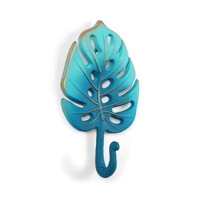 BOOMLATU Gradient Decorative Leaves Wall Hooks,Iron Hand-Painted Key Holder for Home Office (Blue, B)