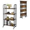 Giantex Foldable Storage Shelves with Wheels, No Assembly 4-Tier Rolling Cart, 2 of The Wheels Have Locks, Microwave Utility Cart Baker Rack, Portable Storage Rack w/Metal Frame, for Kitchen, RV view 1